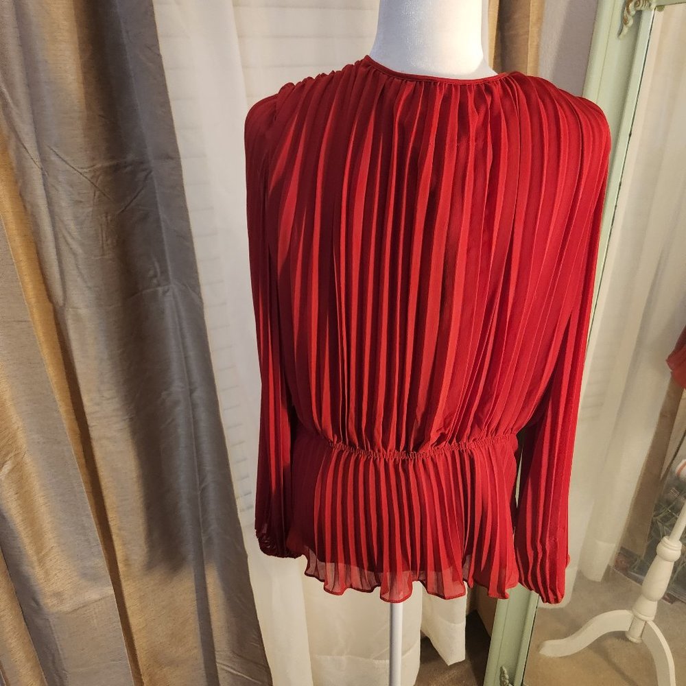 DKNY Women’s Pleated V-Neck Wrap Blouse size XL - Picture 2 of 5